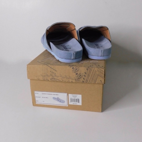 NEW with Box!! FREE PEOPLE Sunday Season Suede Mules Shoes Bluebell Slip-Ons 7 - Picture 9 of 16